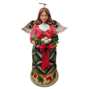 Jim Shore Nestled In Holiday Warmth Christmas Angel Cardinal Nest 4035386 10 in.
